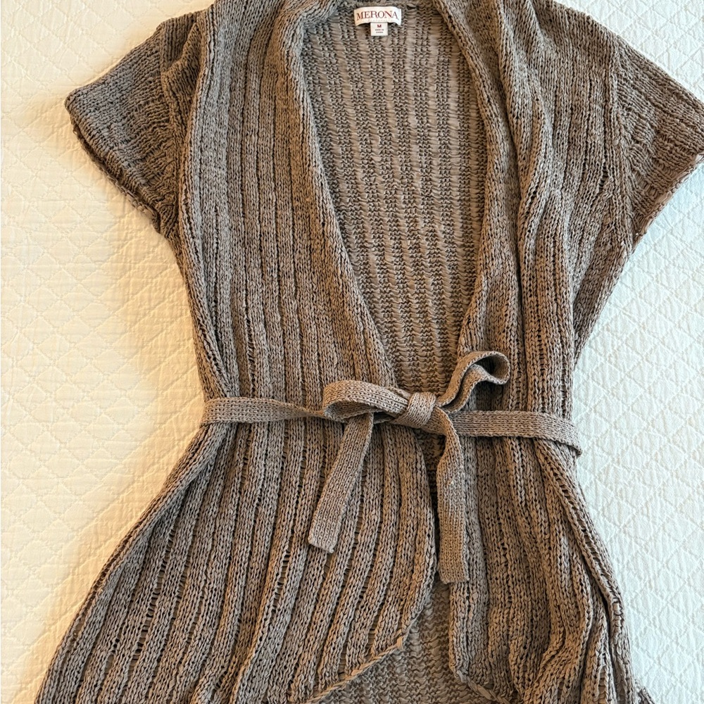 Merona Women's Brown/Taupe Open-Front Sweater